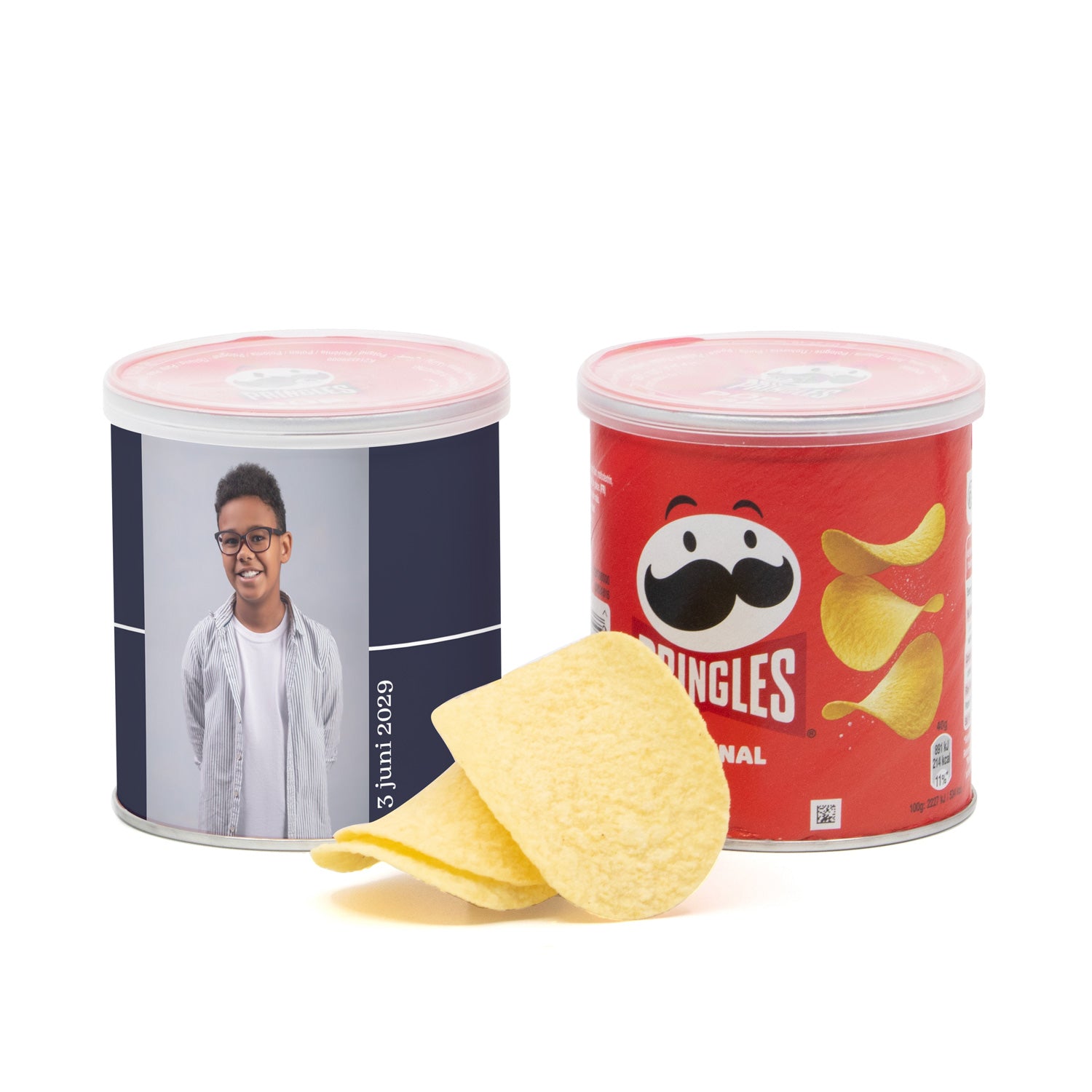 Pringles chipsblikje met eigen wikkel 40gram - Communie Jongens
