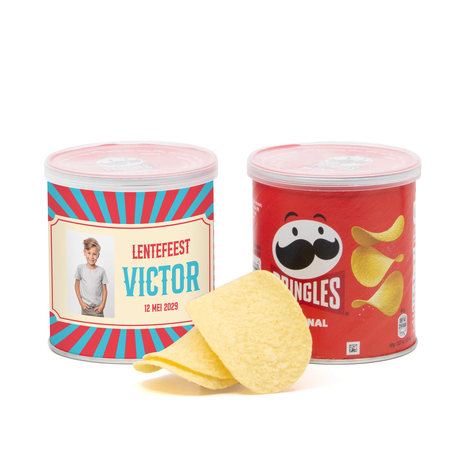 Pringles chipsblikje met eigen wikkel 40gram - Communie Jongens