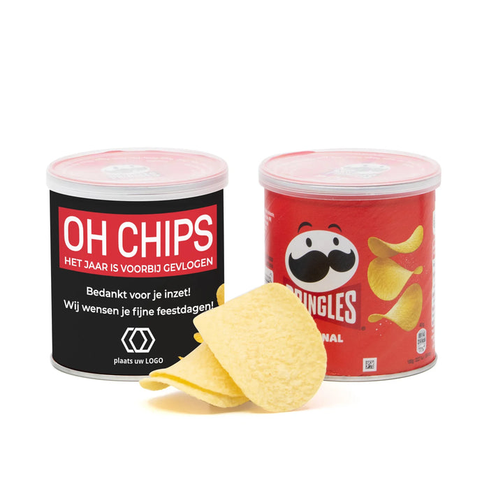 Pringles chipsblikje met eigen wikkel 40 gram - Kerst