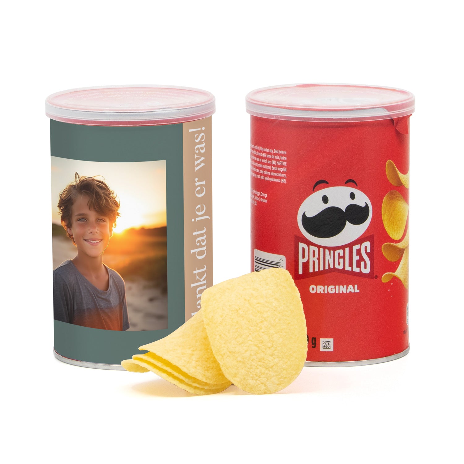 Pringles chipsblikje 70 gram met eigen wikkel - Communie Jongens - Bedankjes.nl
