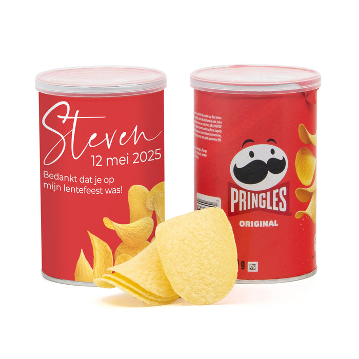 Pringles chipsblikje 70 gram met eigen wikkel - Communie Jongens