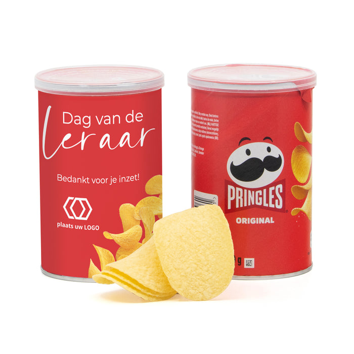Pringles chipsblikje 70 gram met eigen wikkel - Leraar
