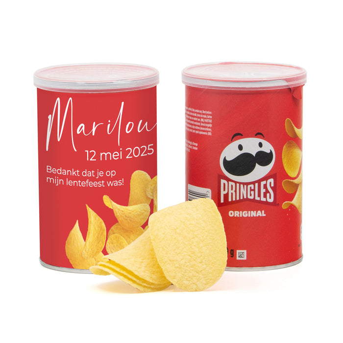 Pringles chipsblikje 70 gram met eigen wikkel - Communie Meisjes