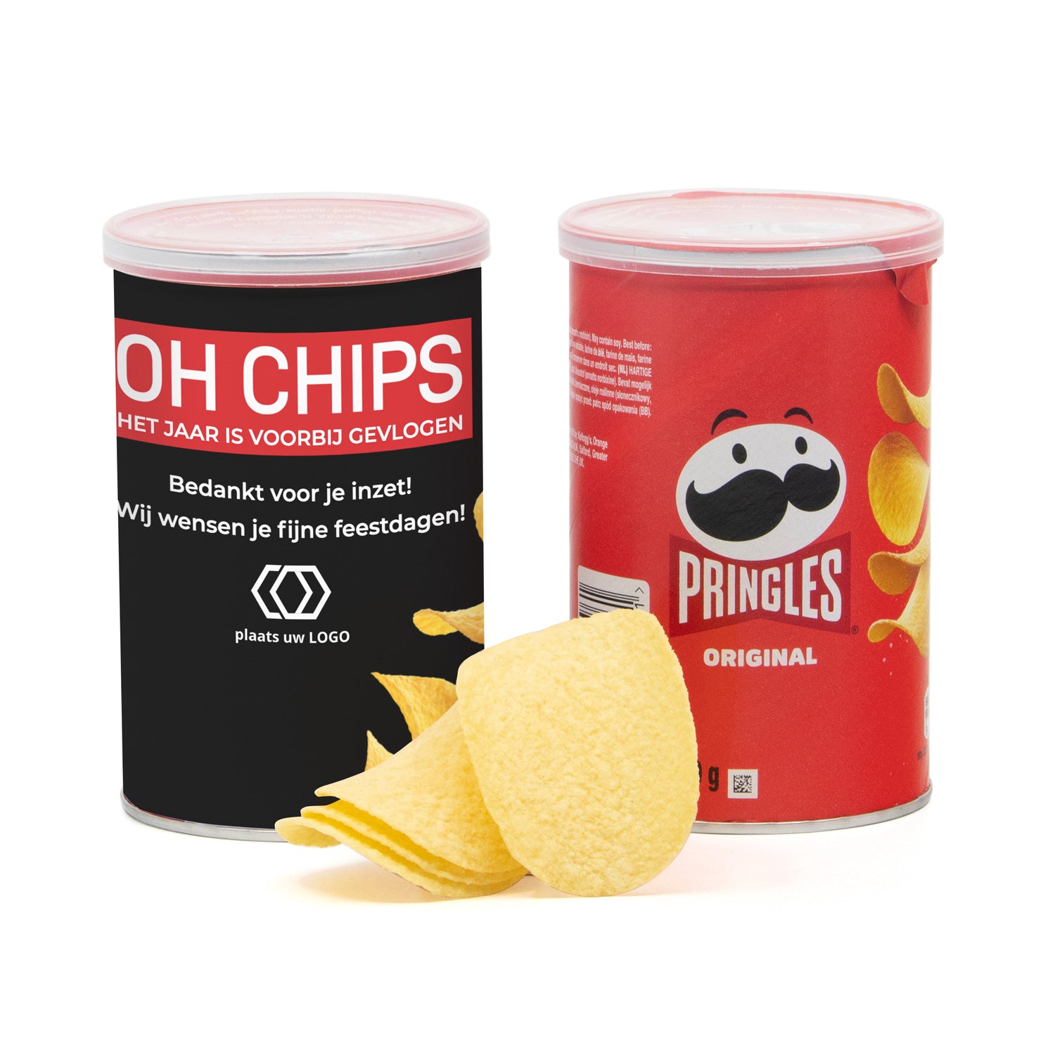 Pringles chipsblikje 70 gram met eigen wikkel - Kerst - Bedankjes.nl