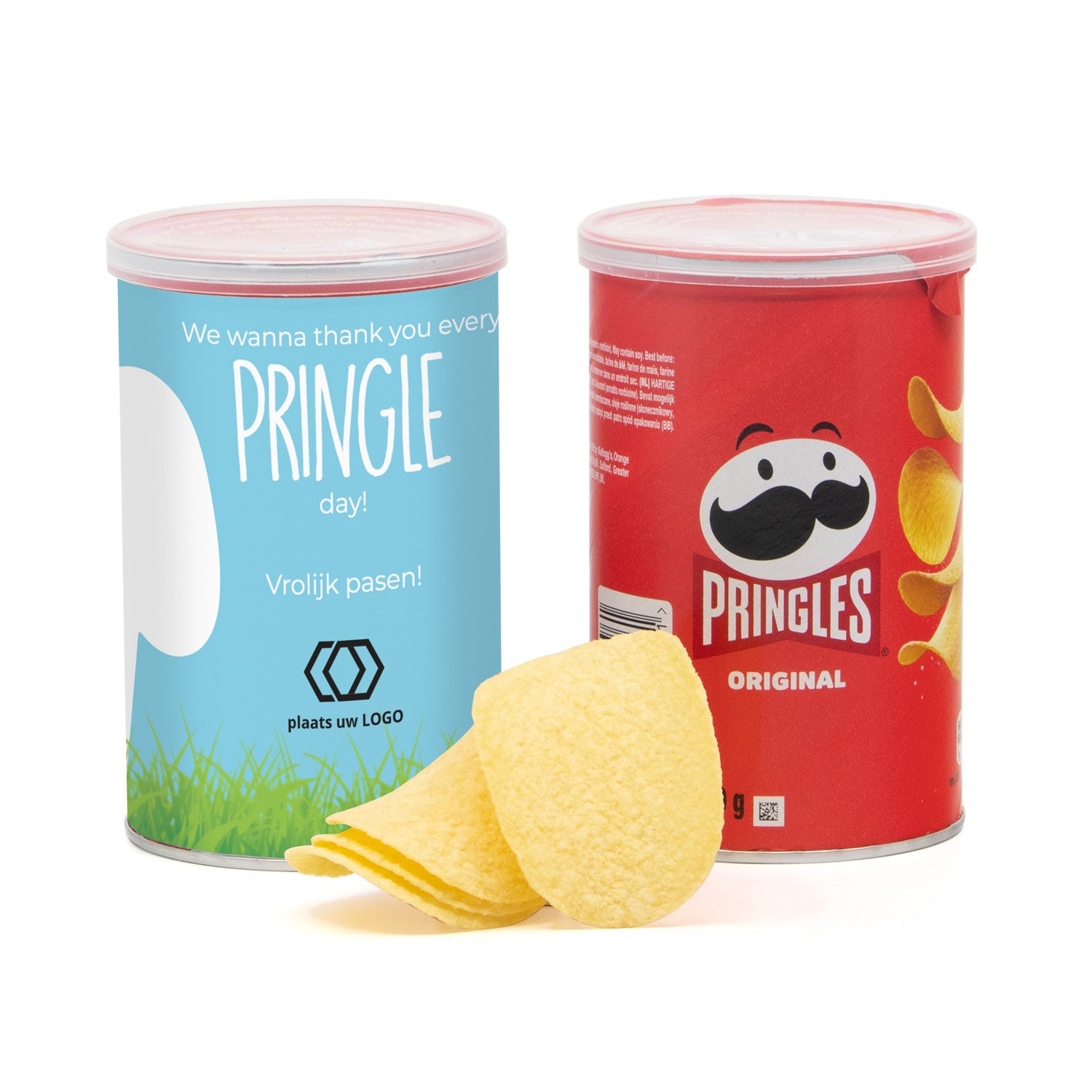 Pringles chipsblikje 70 gram met eigen wikkel - Pasen - Bedankjes.nl
