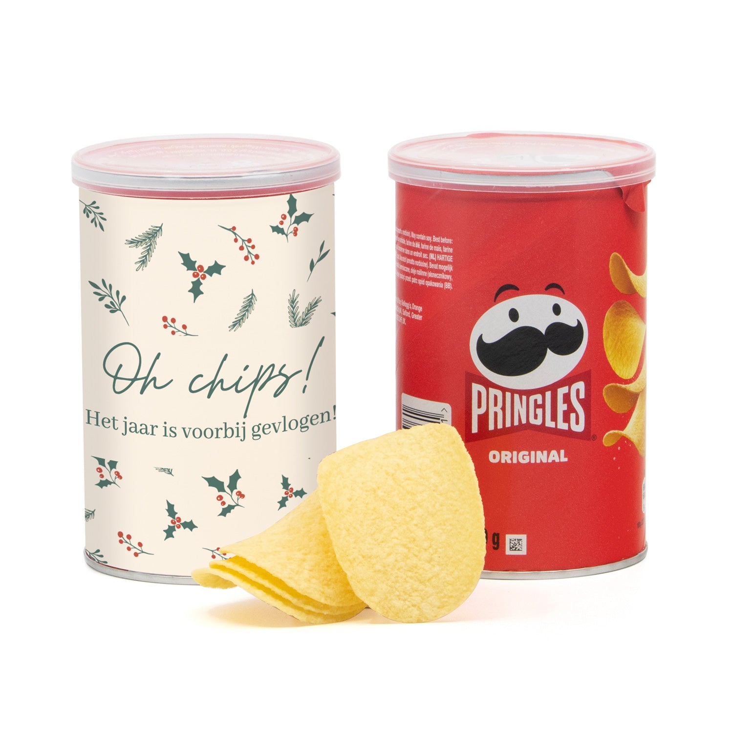 Pringles chipsblikje 70 gram met eigen wikkel - Kerst - Bedankjes.nl
