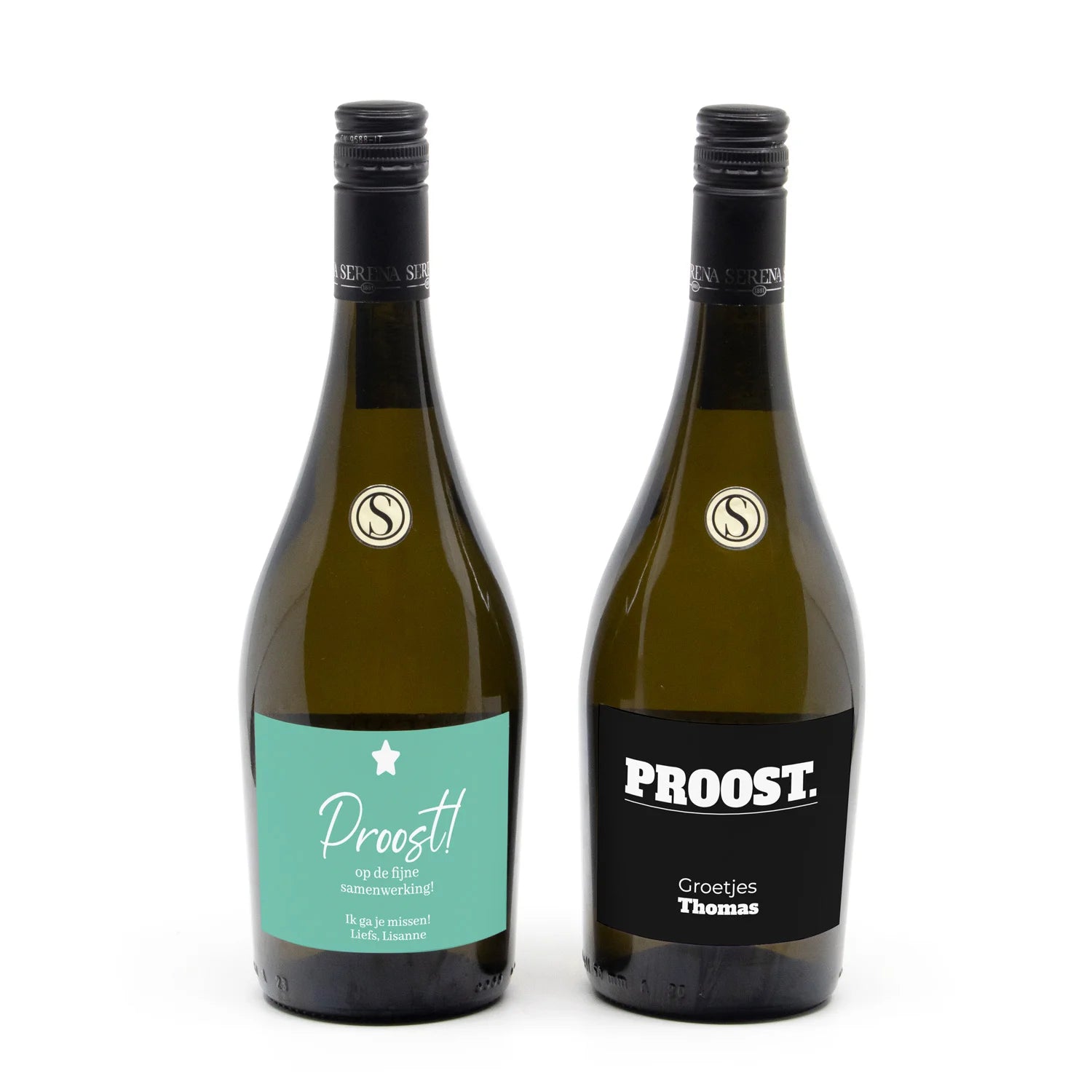 Fles Prosecco met persoonlijk etiket - Afscheid Collega's