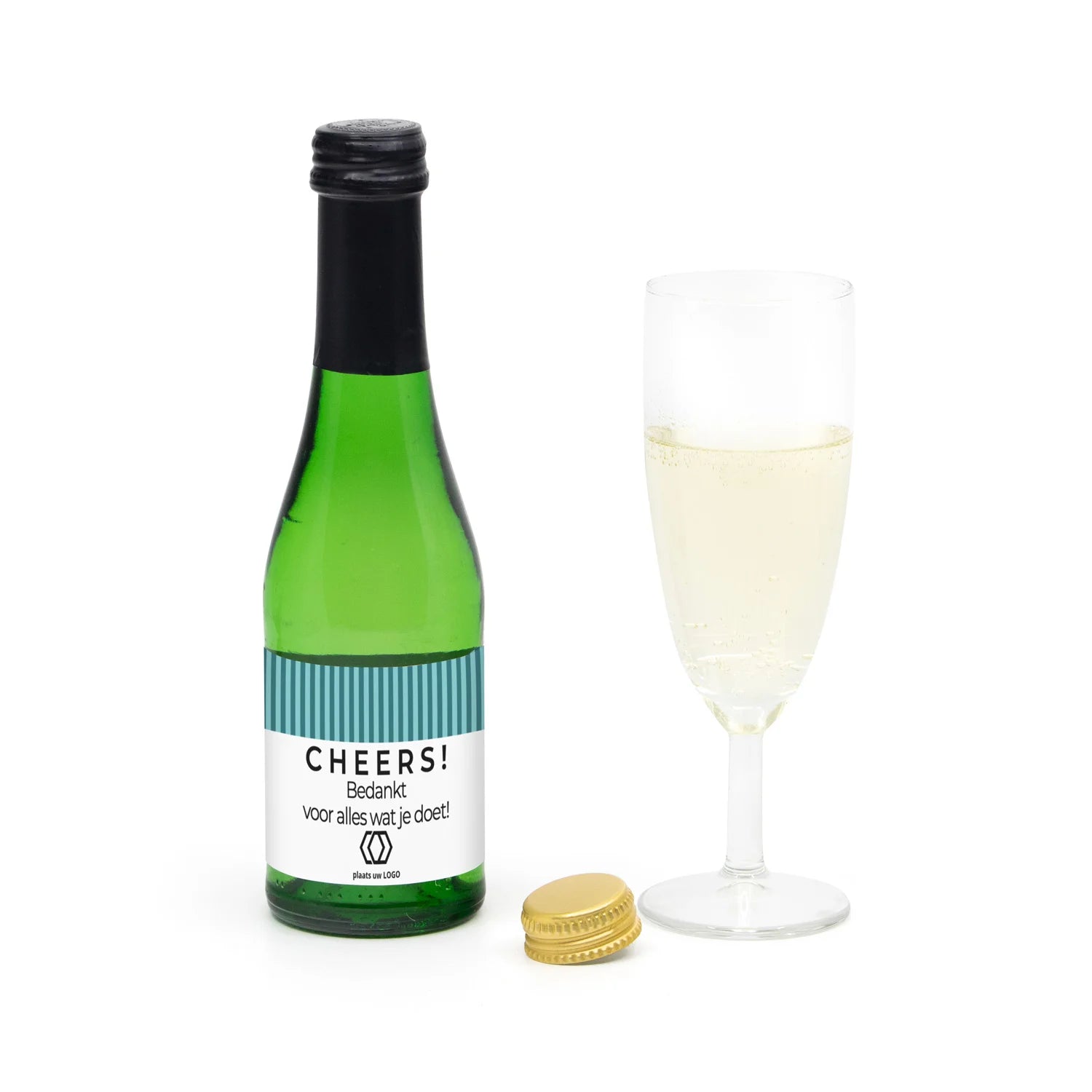 Flesje alcoholvrije prosecco met eigen etiket - Zakelijk