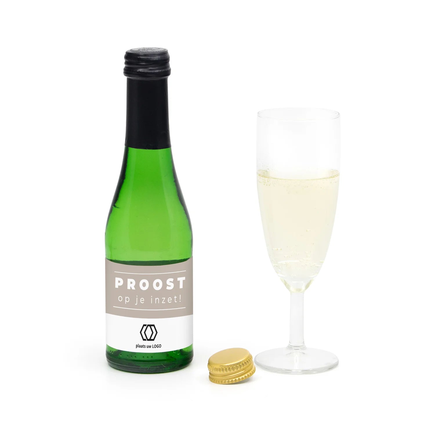 Flesje alcoholvrije prosecco met eigen etiket - Zakelijk