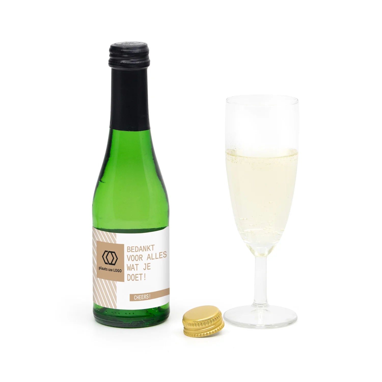 Flesje alcoholvrije prosecco met eigen etiket - Zakelijk