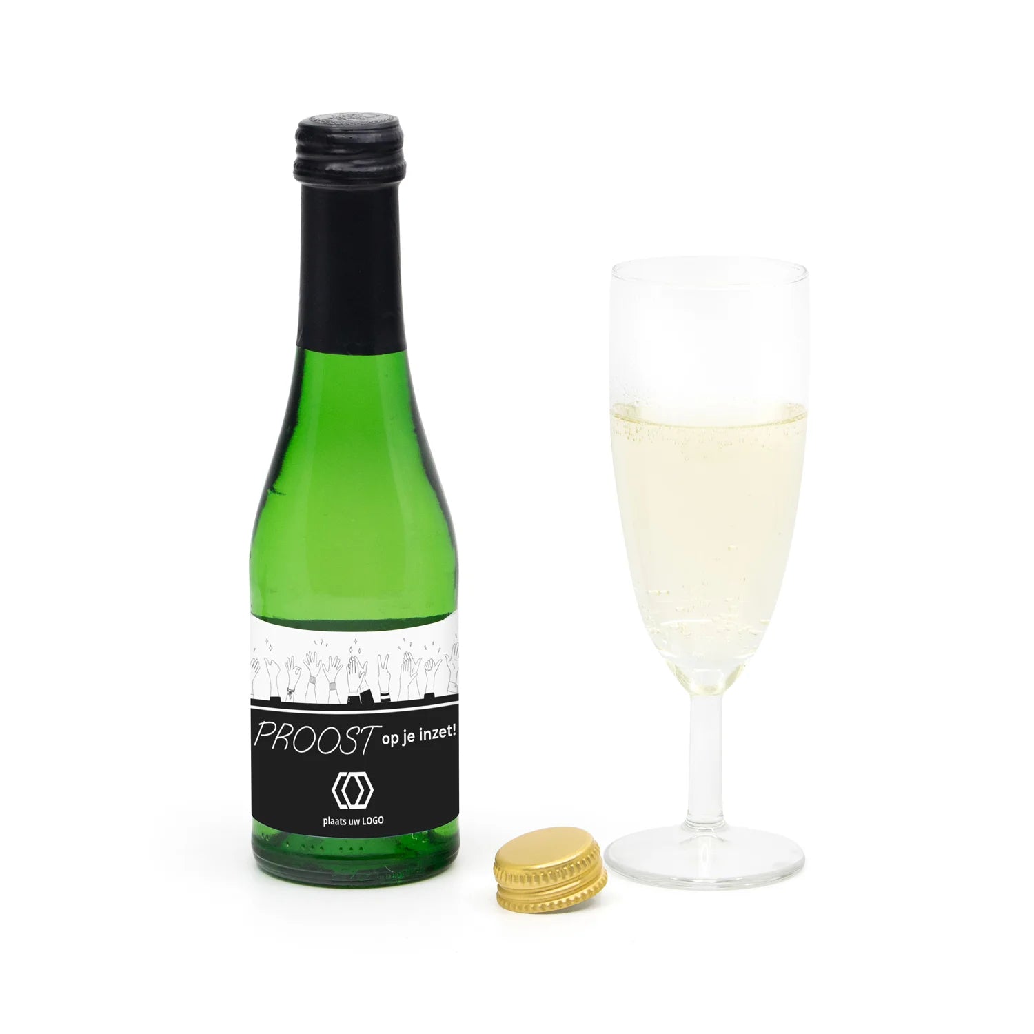 Flesje alcoholvrije prosecco met eigen etiket - Zakelijk