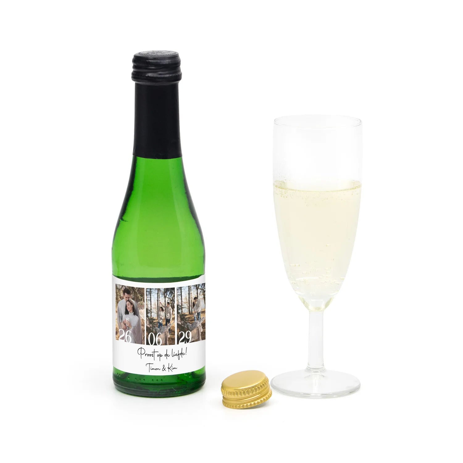 Flesje alcoholvrije prosecco met eigen etiket -Trouwen