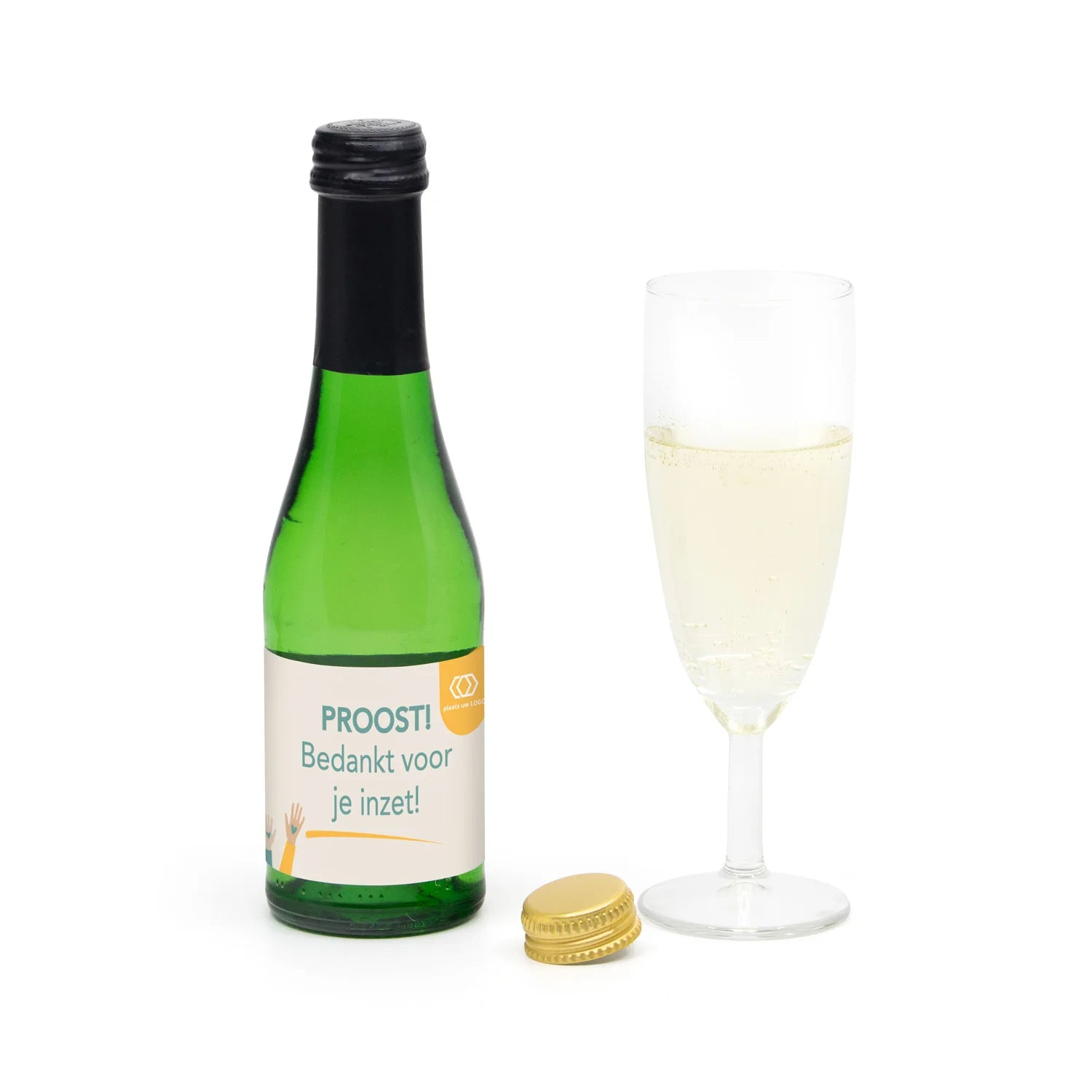 Flesje alcoholvrije prosecco met eigen etiket - Zakelijk