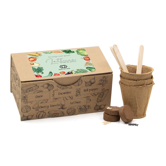 Salad growing kit met eigen etiket - Leraar