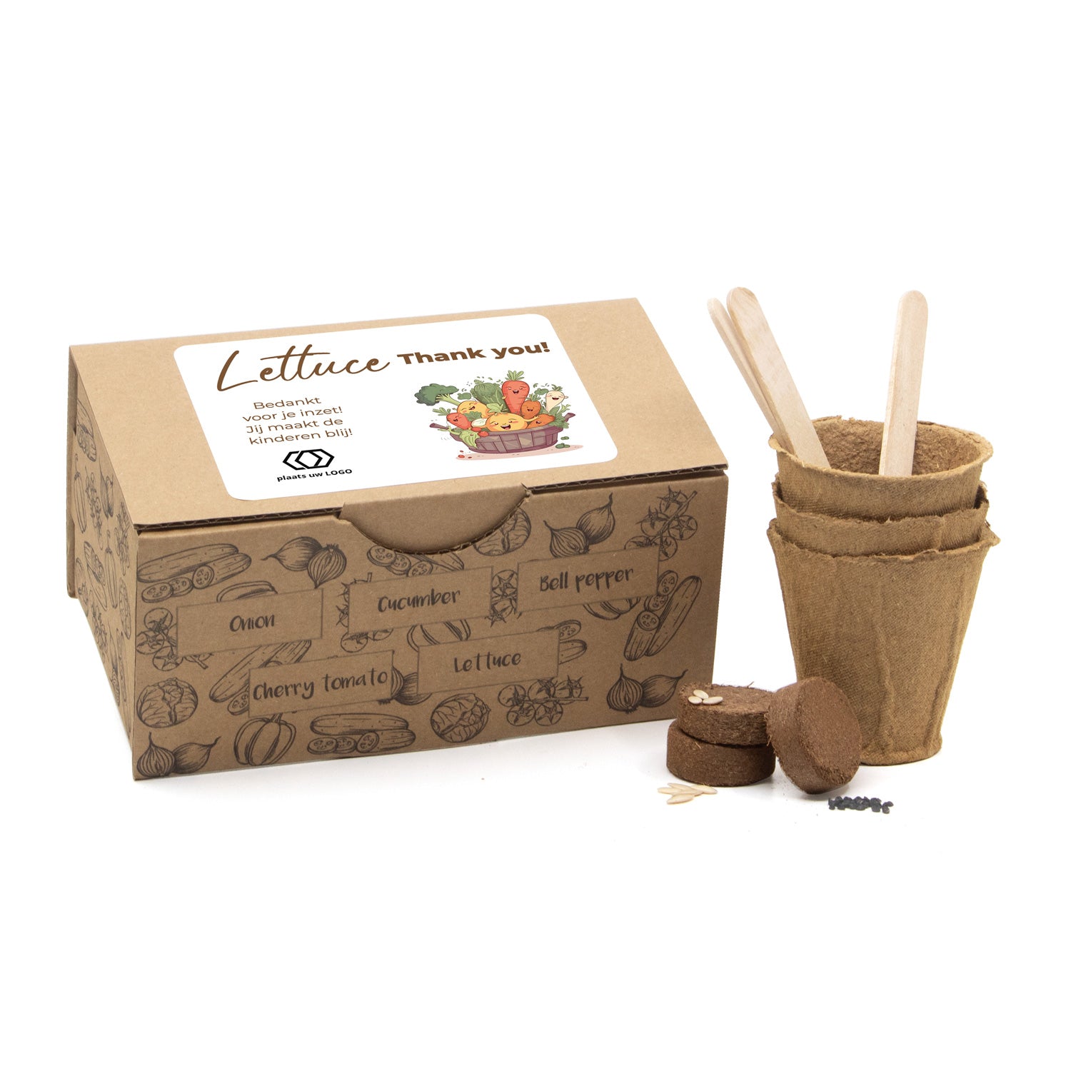 Salad growing kit met eigen etiket - Leraar