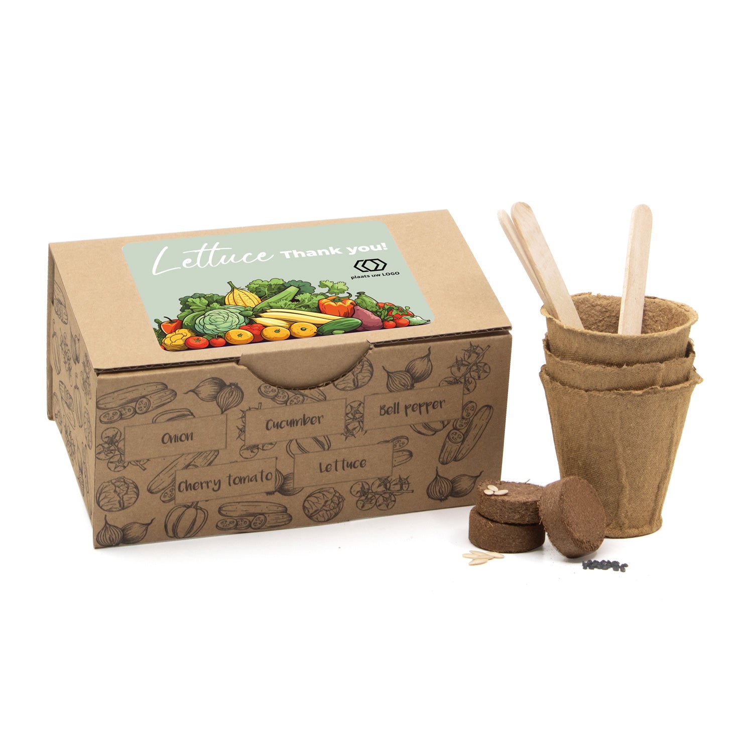 Salad growing kit met eigen etiket - Leraar