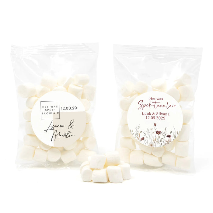 Zakje mini spekjes met eigen etiket - Trouwen