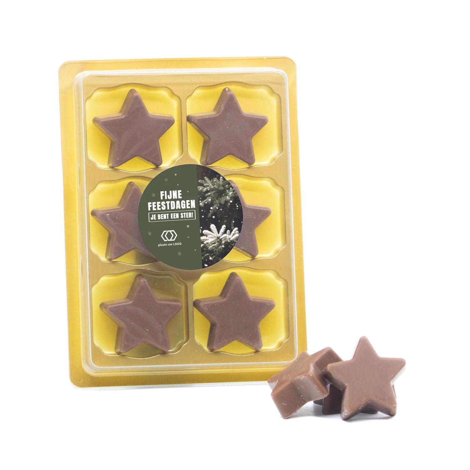 Chocolade kerststerren in blister 6 - Kerst - Bedankjes.nl