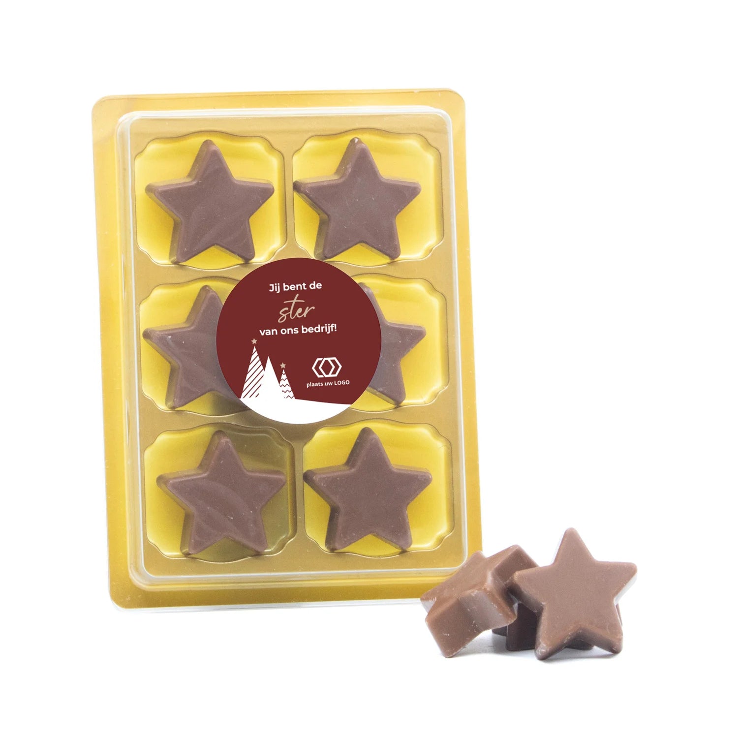 Chocolade kerststerren in blister 6 - Kerst - Bedankjes.nl