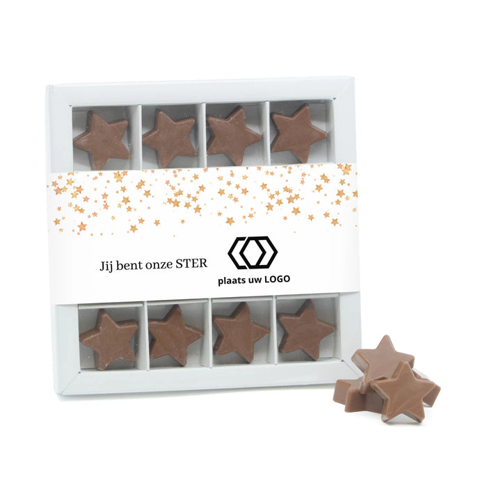 Geschenkdoos 16 chocolade sterren met logo - Kerst