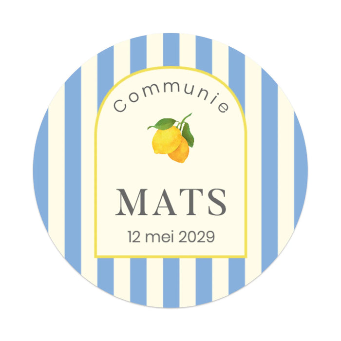 Stickers 12 stuks (6,35cm) - Communie jongens
