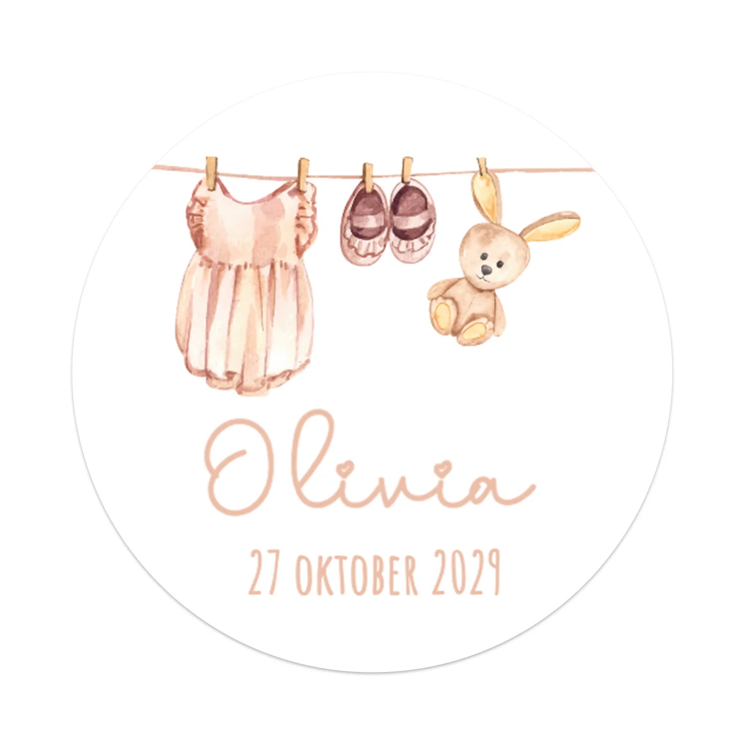 Stickers 12 stuks (6,35cm) - Geboorte meisjes