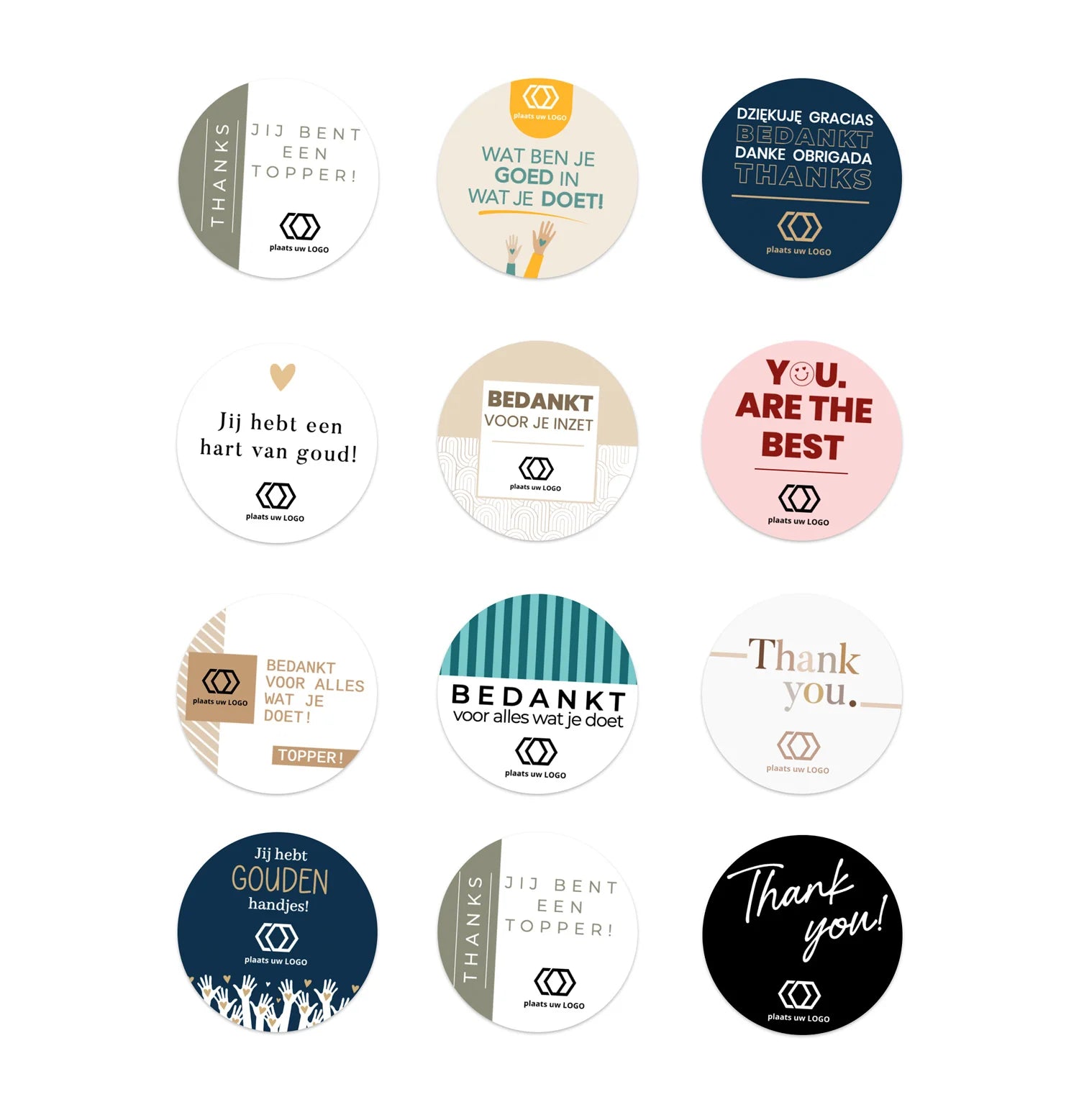 Persoonlijke stickers 30 stuks (3,5cm) - Zakelijk