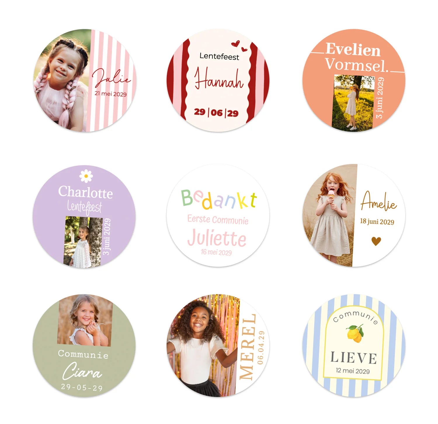Stickers 30 stuks (3,5cm) - Communie meisjes