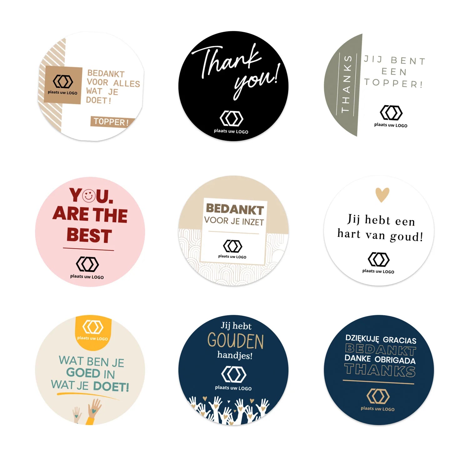 Persoonlijke stickers 24 stuks (4cm)- Zakelijk