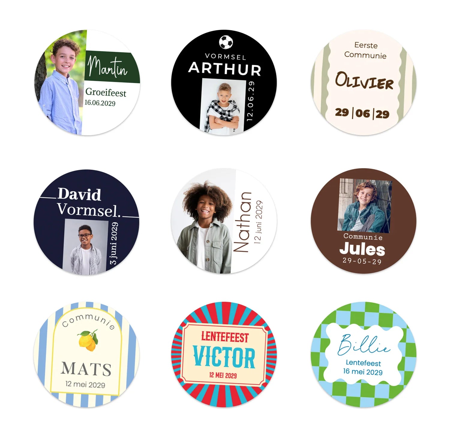 Stickers 24 stuks (4cm) - Communie jongens