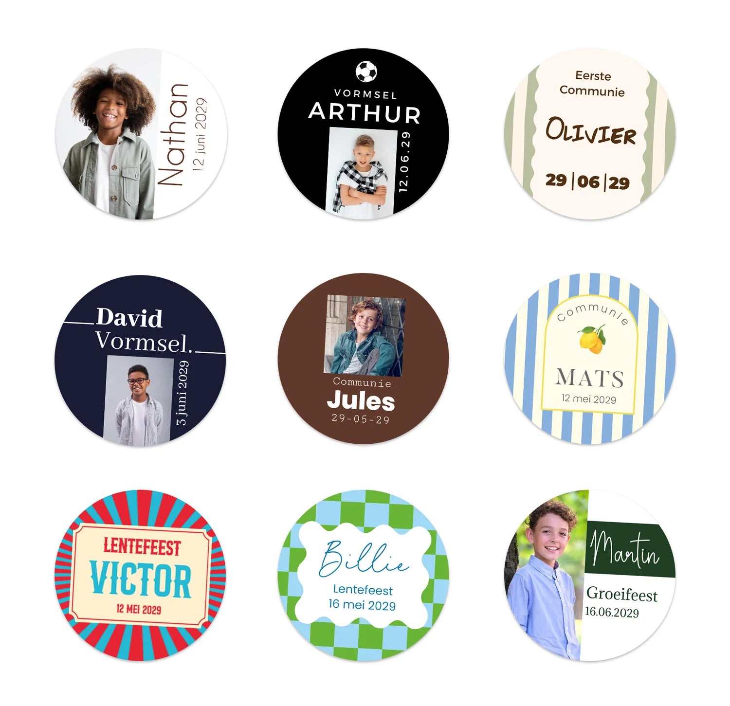 Stickers 18 stuks (5cm) - Communie jongens