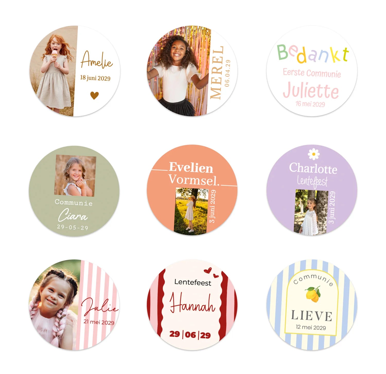 Stickers 18 stuks (5cm) - Communie meisjes