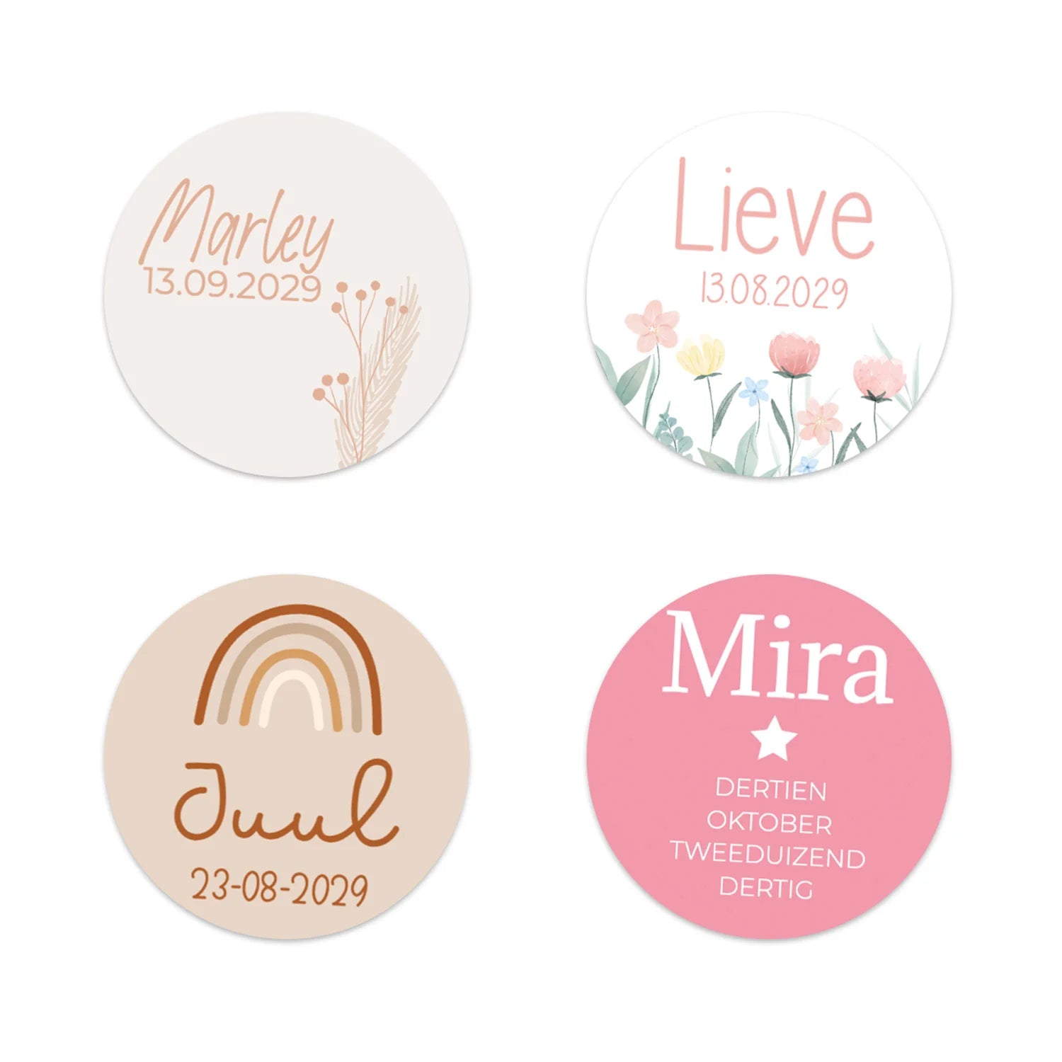 Stickers 12 stuks (6,35cm) - Geboorte meisjes