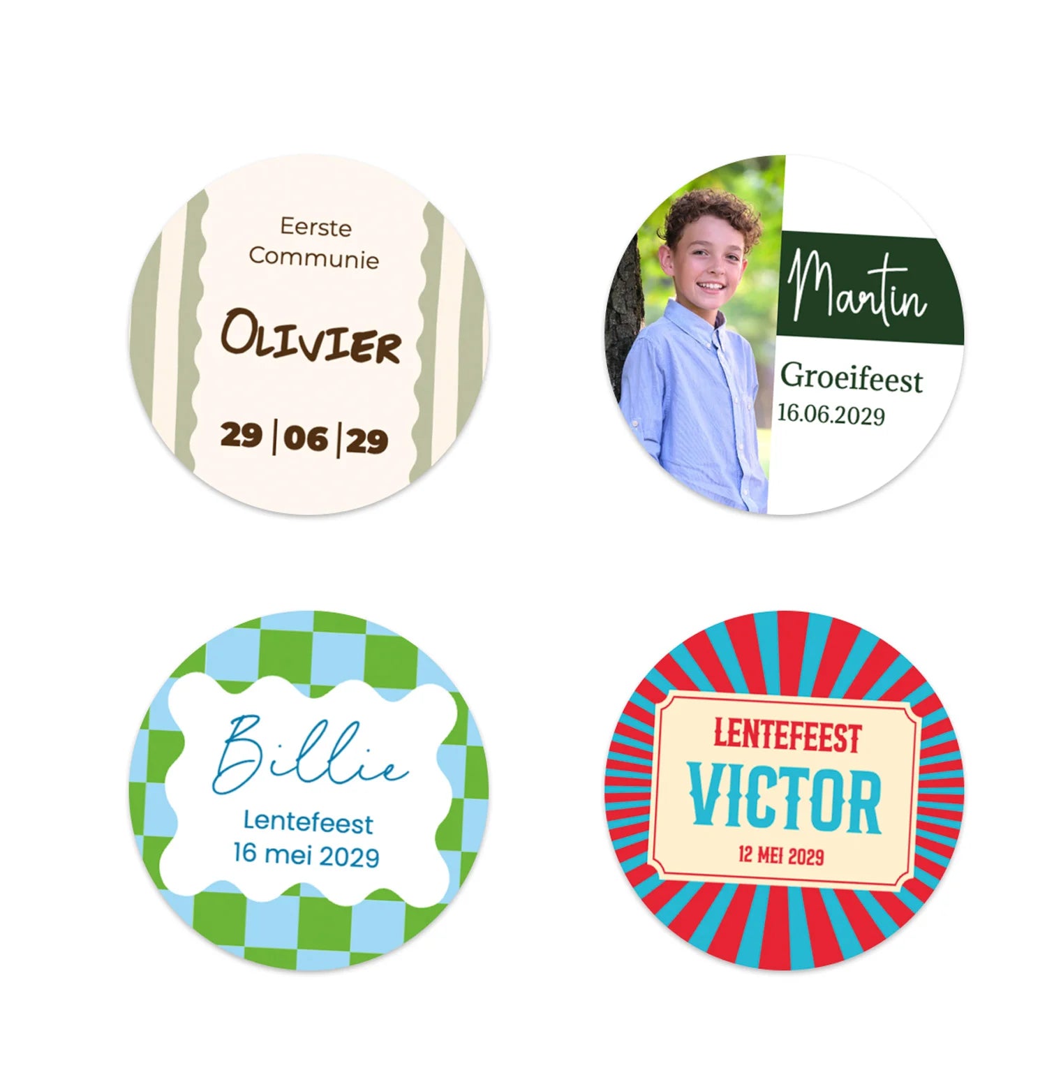 Stickers 12 stuks (6,35cm) - Communie jongens