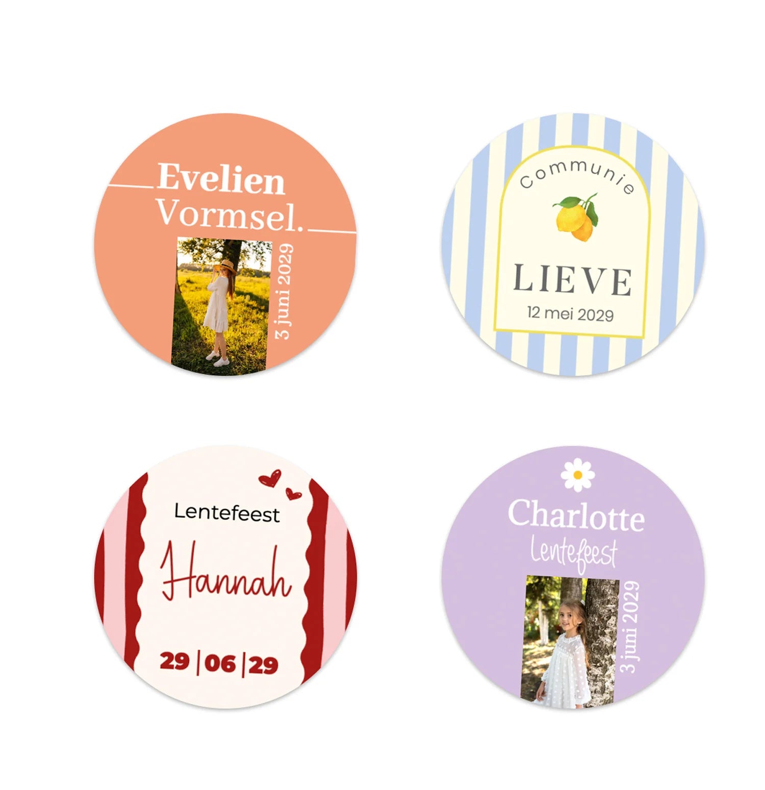 Stickers 12 stuks (6,35cm) - Communie meisjes