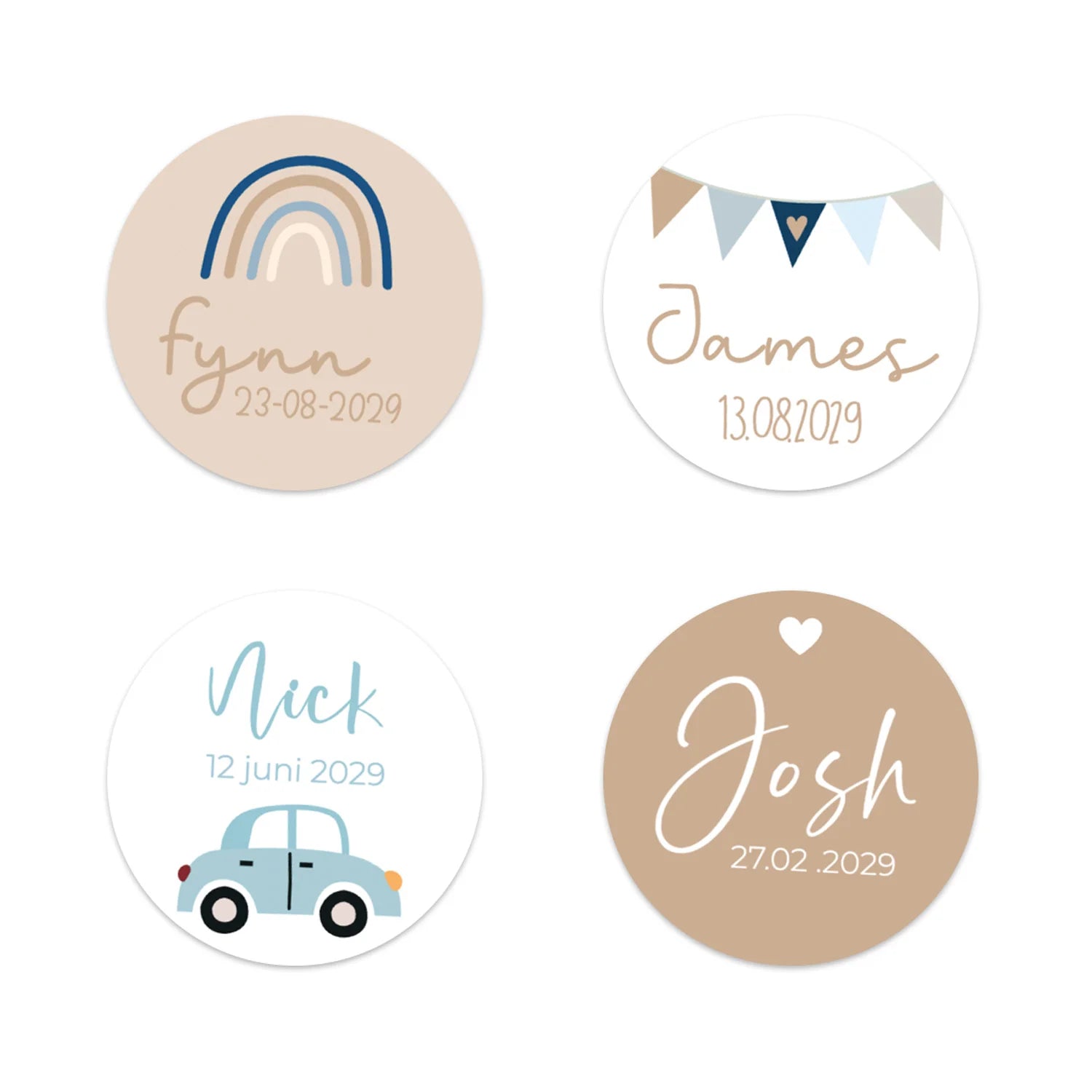 Stickers 12 stuks (6,35cm) - Geboorte jongens