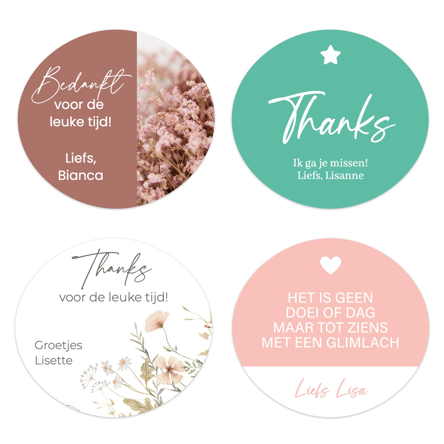 Persoonlijke stickers 6 stuks (6,4 x 5,7cm) - Collega