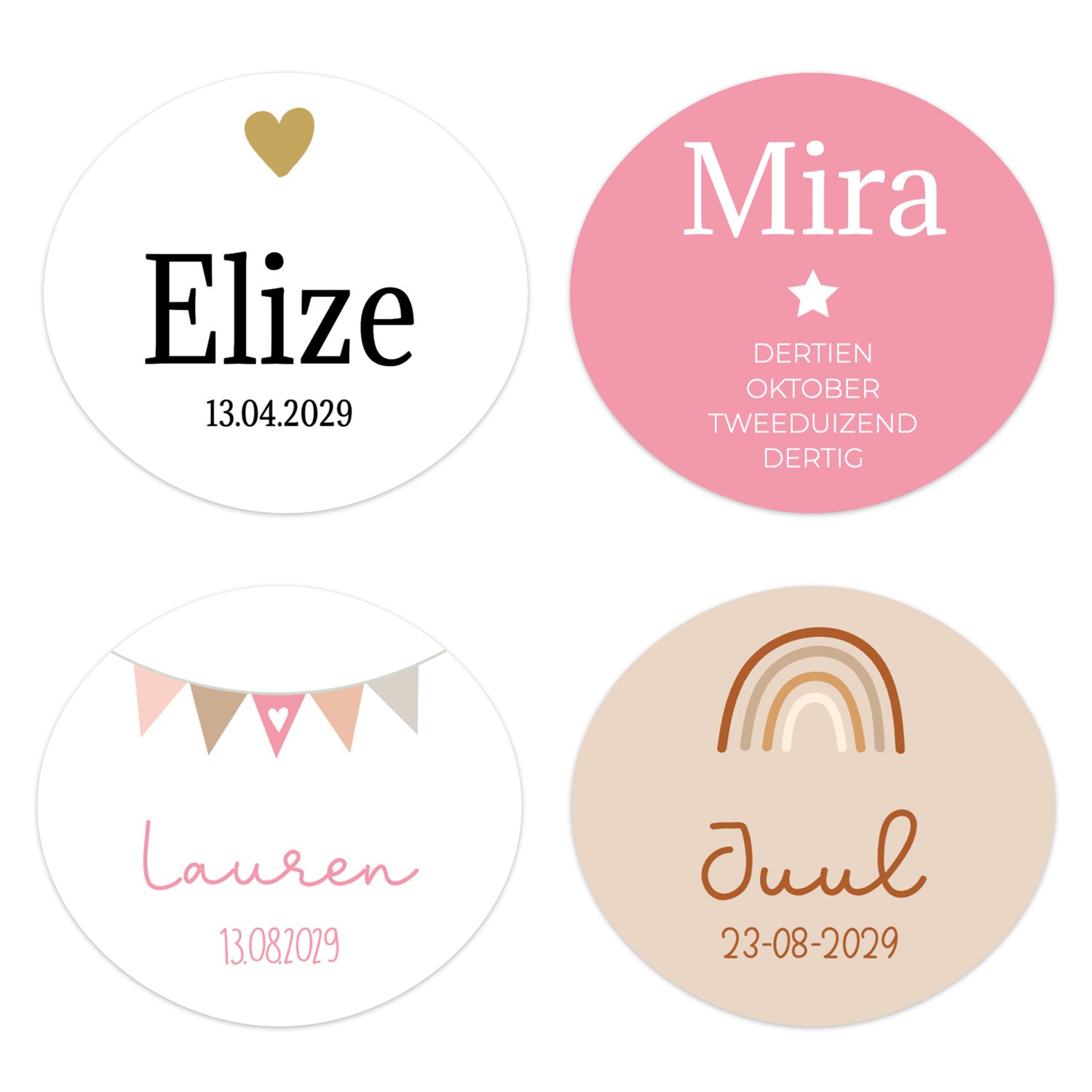 Stickers 6 stuks (64x57mm) - Geboorte meisjes