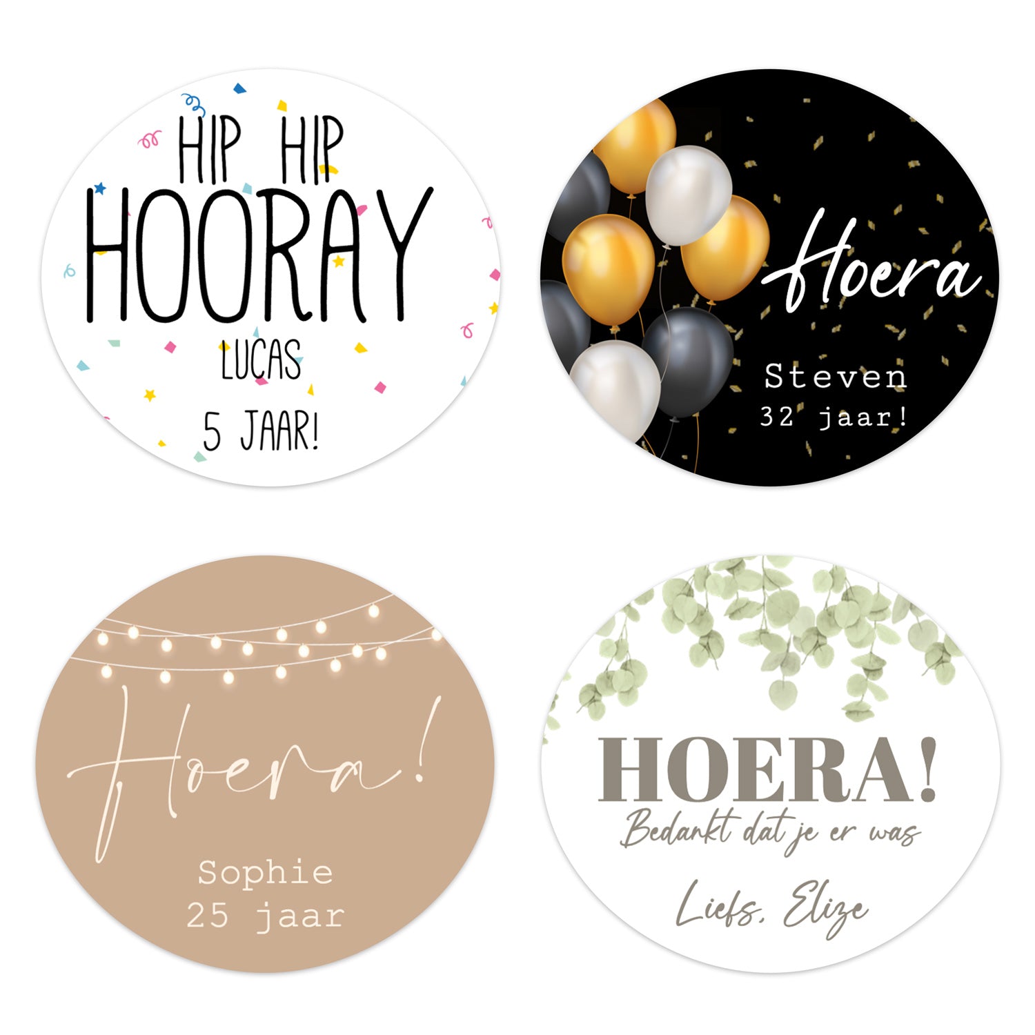Persoonlijke stickers 6 stuks (6,4 x 5,7cm) - Verjaardag