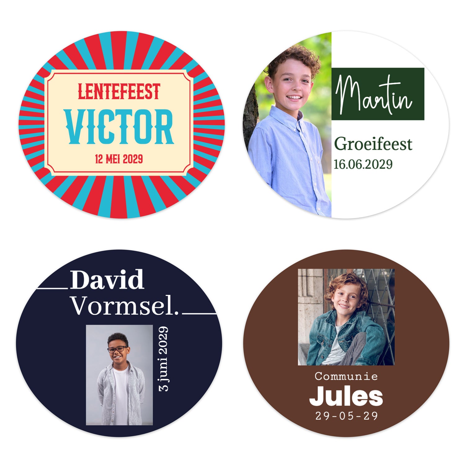 Stickers 6 stuks (6,4 x 5,7cm) - Communie jongens