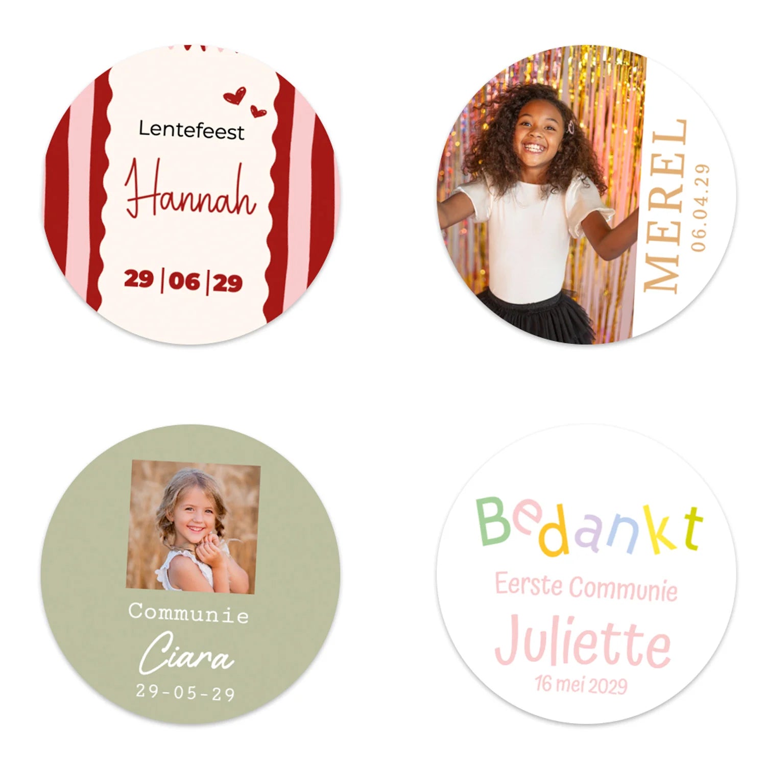 Stickers 6 stuks (7,5cm) - Communie meisjes