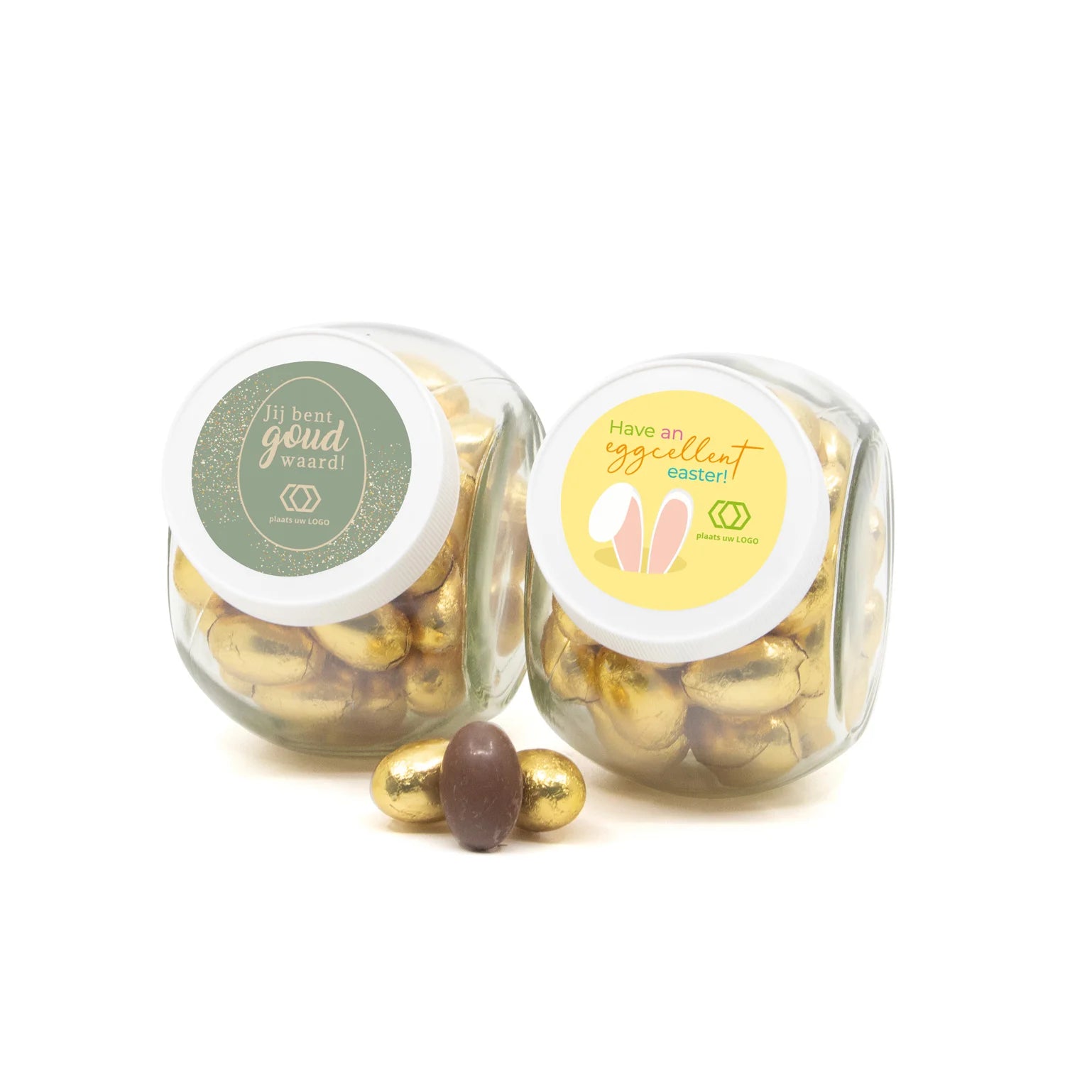 Glazen snoeppot 0,4L met paaseitjes - Pasen - Bedankjes.nl