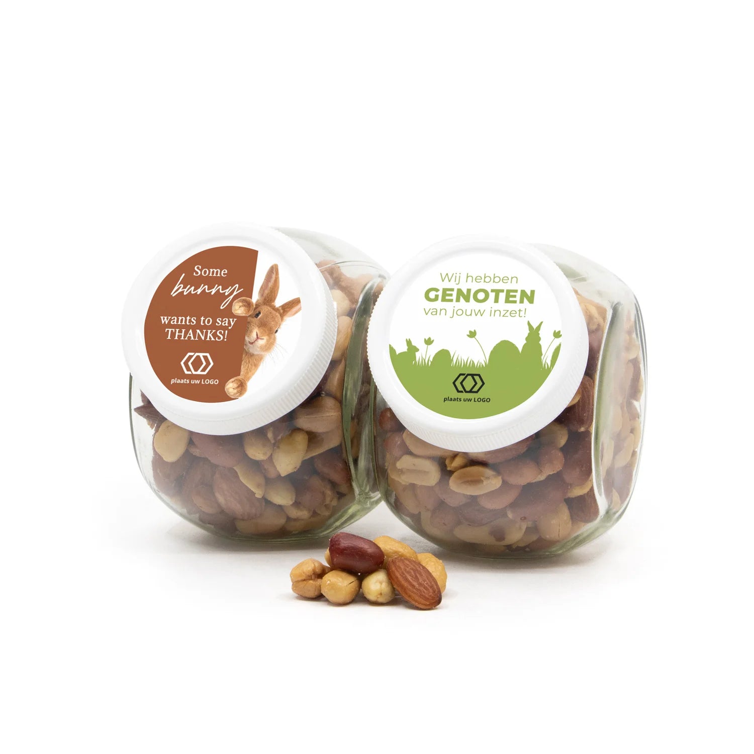 Glazen snoeppot 0,4L met verse notenmix - Pasen - Bedankjes.nl