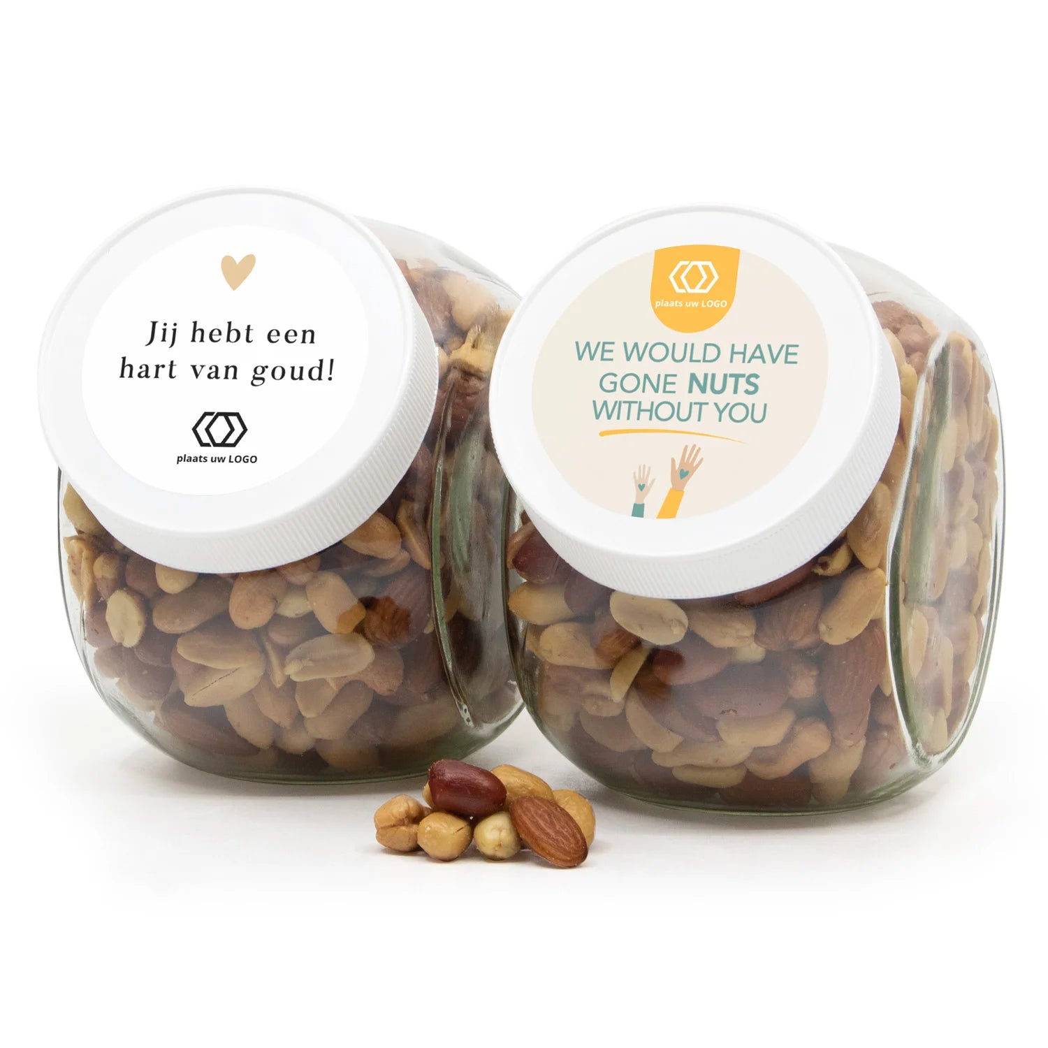 Glazen snoeppot 0,9L met verse notenmix - Zakelijk