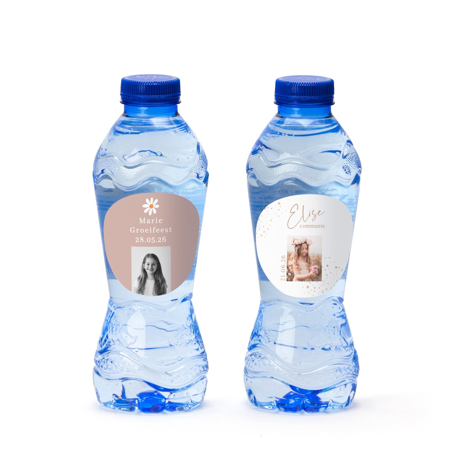 Flesje spa water met eigen etiket - Communie meisje - Bedankjes.nl