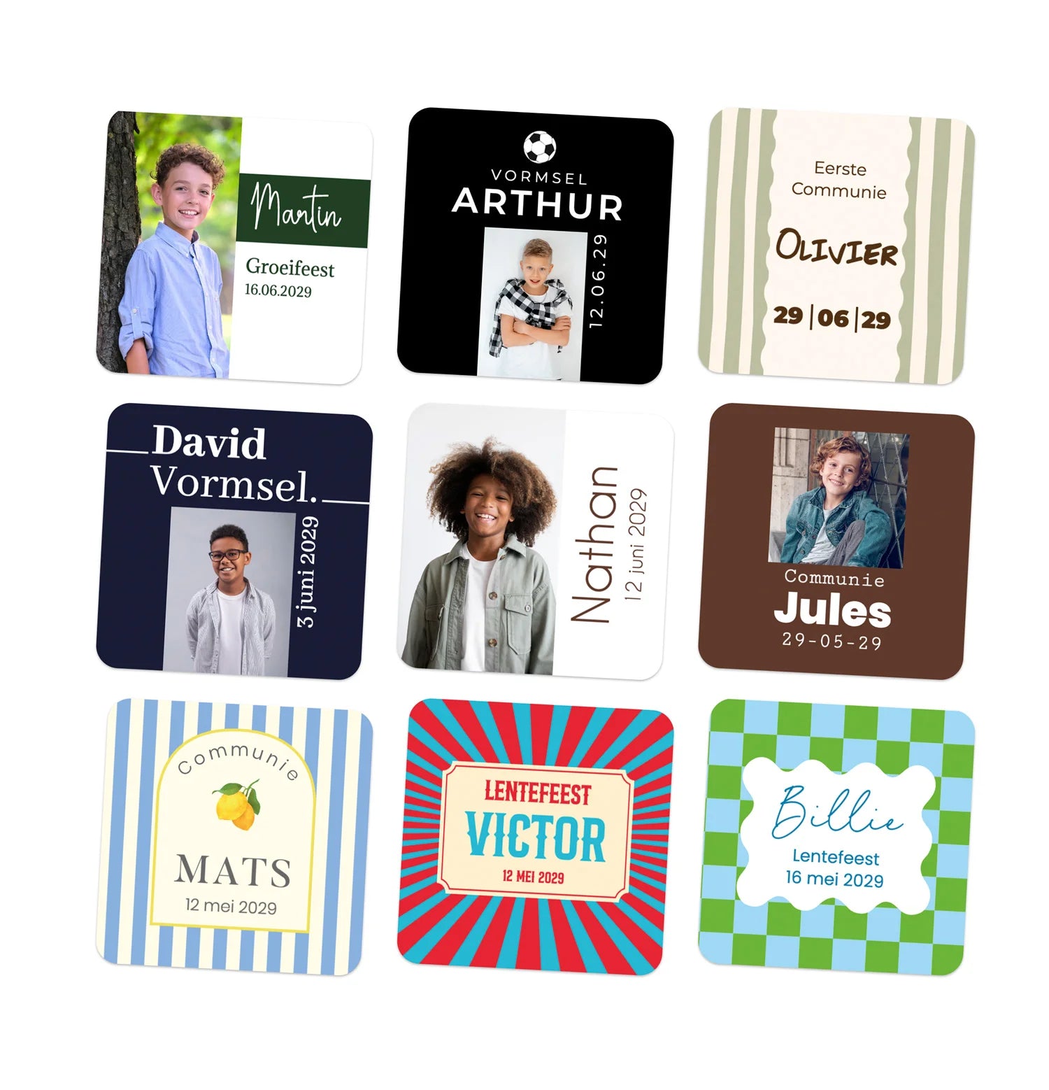 Sticker 15 stuks (5 x 5cm) - Communie jongens