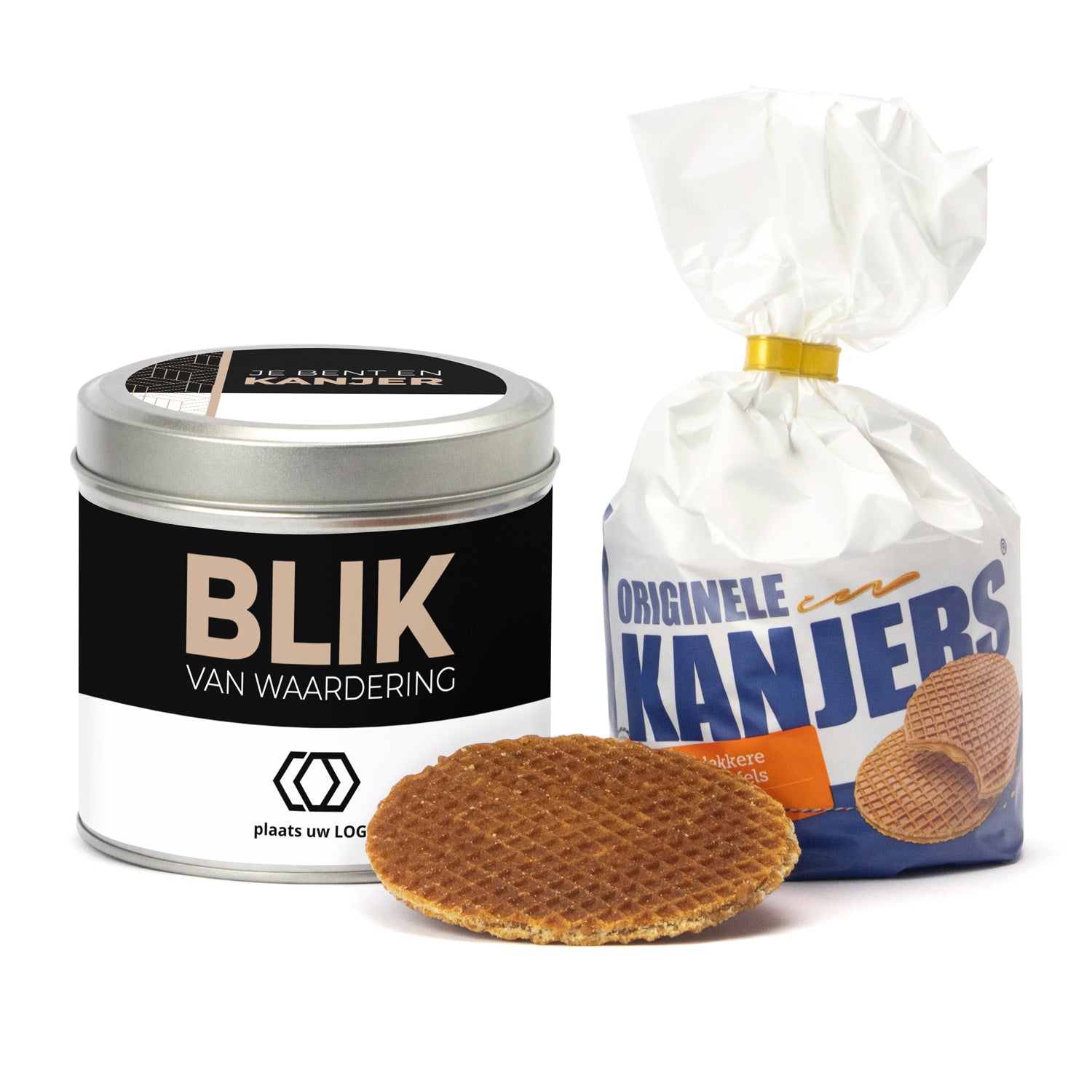 Blik Kanjers Stroopwafels met logo - Vrijwilliger - Bedankjes.nl
