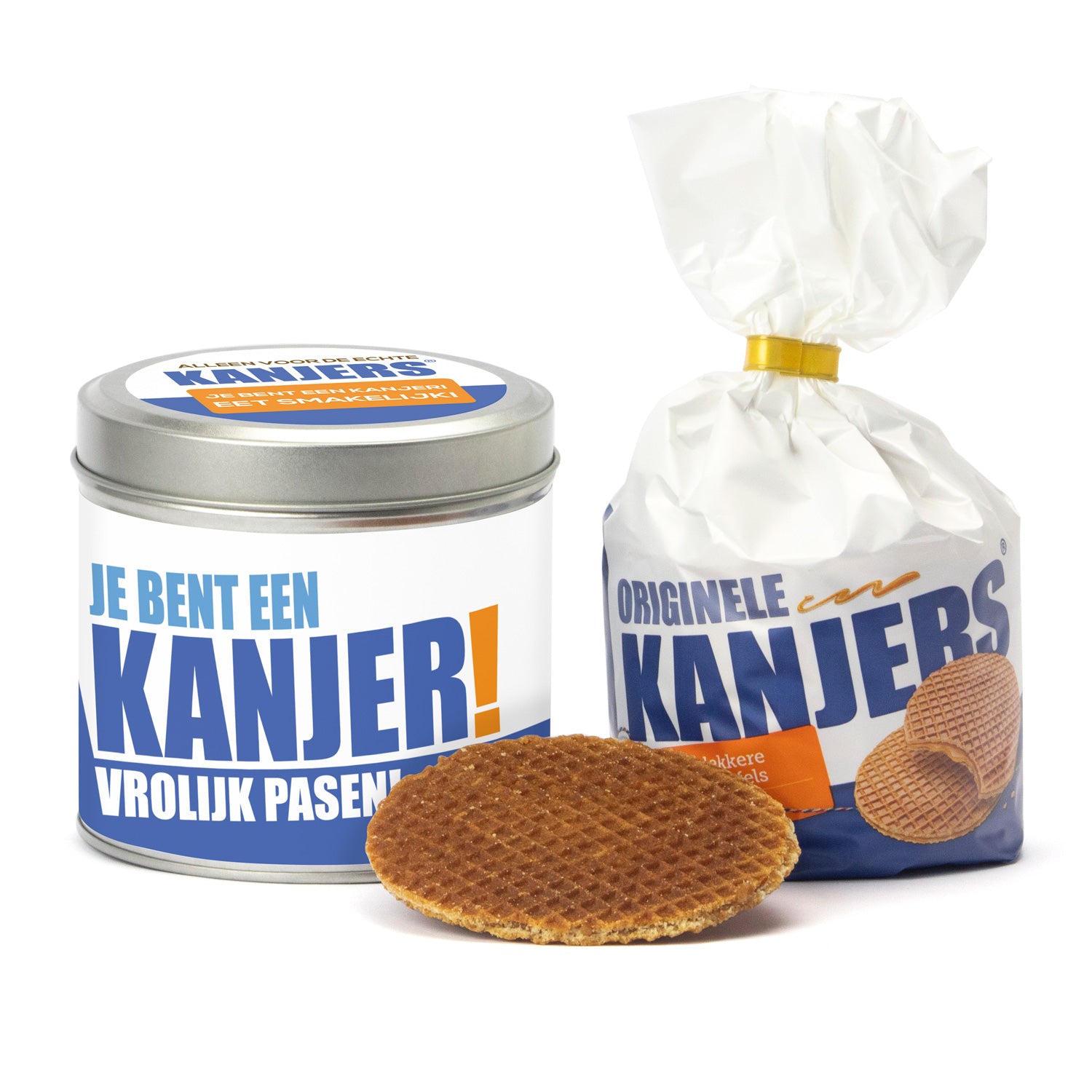 Blik Kanjers Stroopwafels met logo - Pasen - Bedankjes.nl
