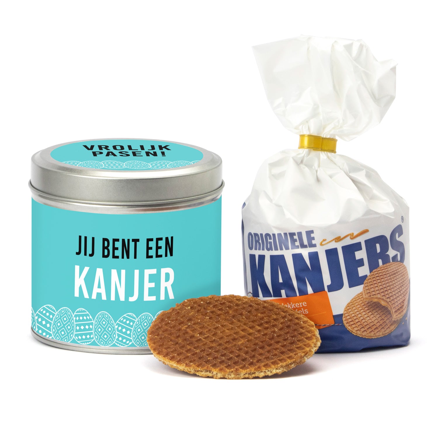 Blik Kanjers Stroopwafels met logo - Pasen - Bedankjes.nl