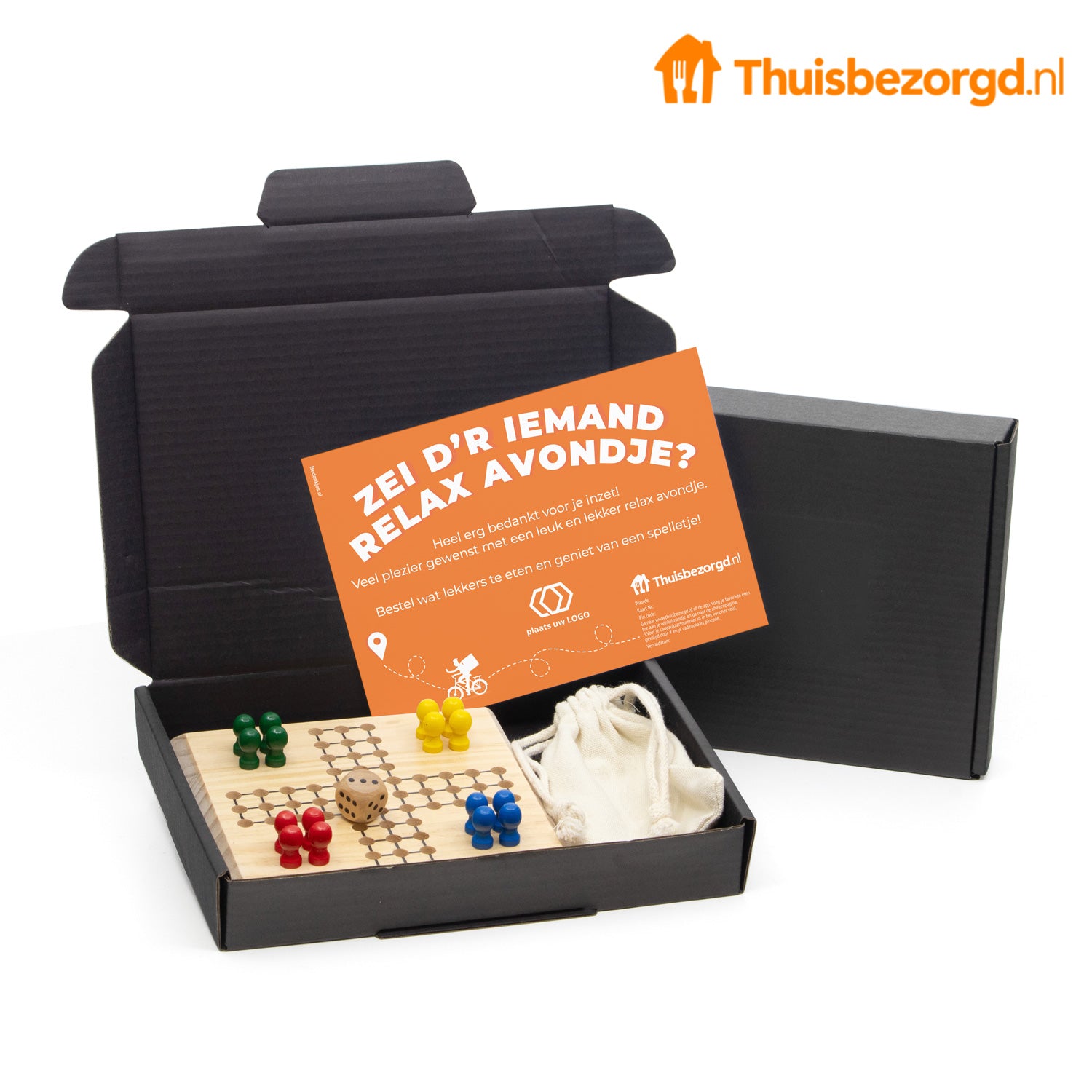 Relax Avondje Cadeaupakket – Thuisbezorgd Bon & Spel - Bedankjes.nl